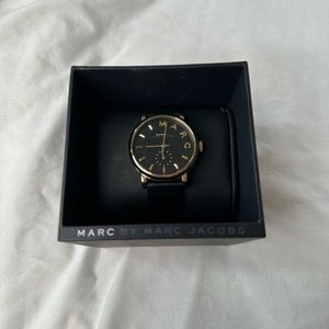 NWOT Marc by Marc Jacobs Black Leather and Gold Watch